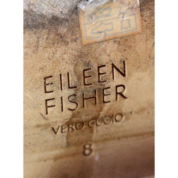 Eileen Fisher TAN BROWN REAL LEATHER SUEDE ZIP BACKSIDE MED HEEL ANKLE BOOTS 8 - Picture 8 of 9